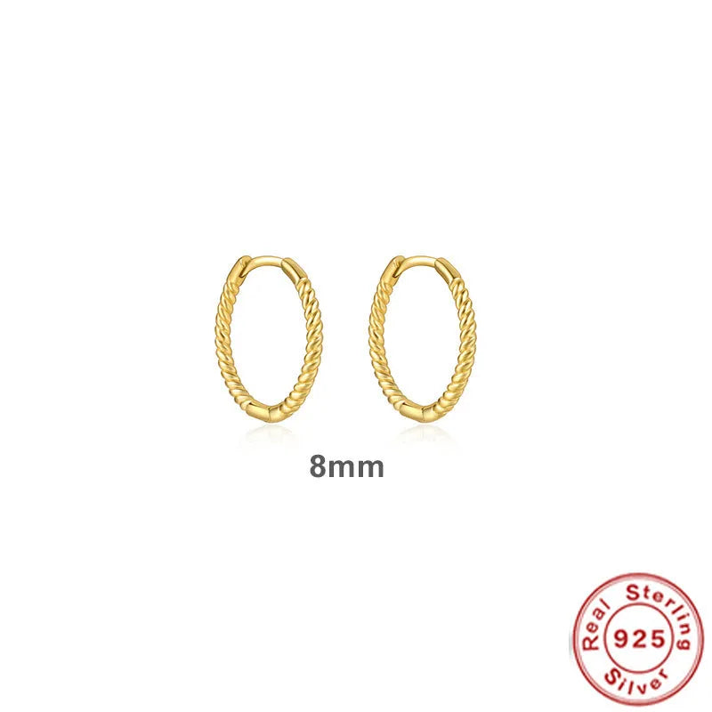 Sterling silver twisted ring earrings in geometric round design with gold or platinum finish