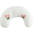 Small white half-donut shaped pet pillow with quilted faux fur for a cat or small dog.