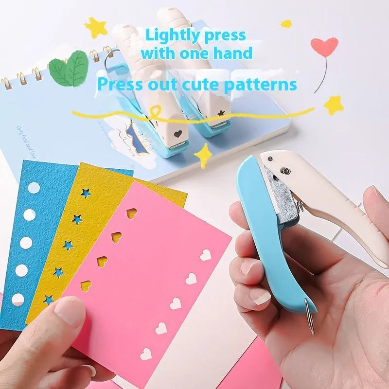 Small manual punching machine for creating Love, Round 4mm, Round 6mm, and Star embossed patterns