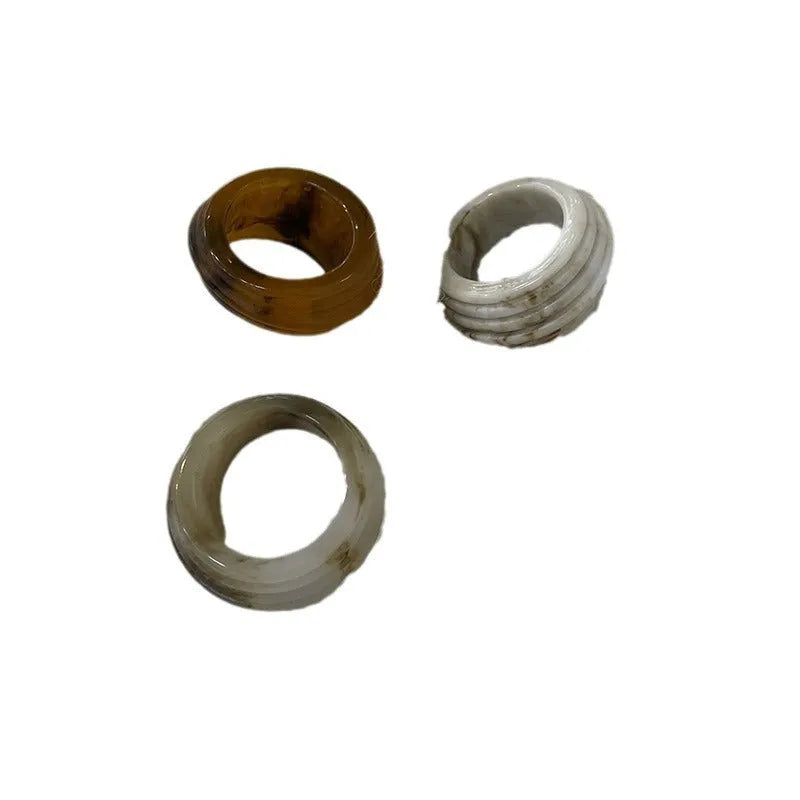 Chinese style irregular resin wide ring in geometric shape with retro design