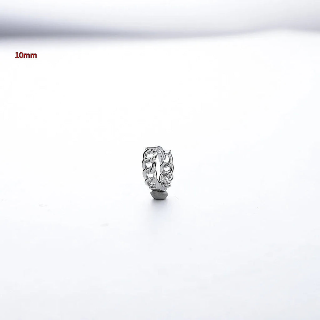 Men's silver geometric copper earrings in 10mm and 14mm sizes for hip hop style.