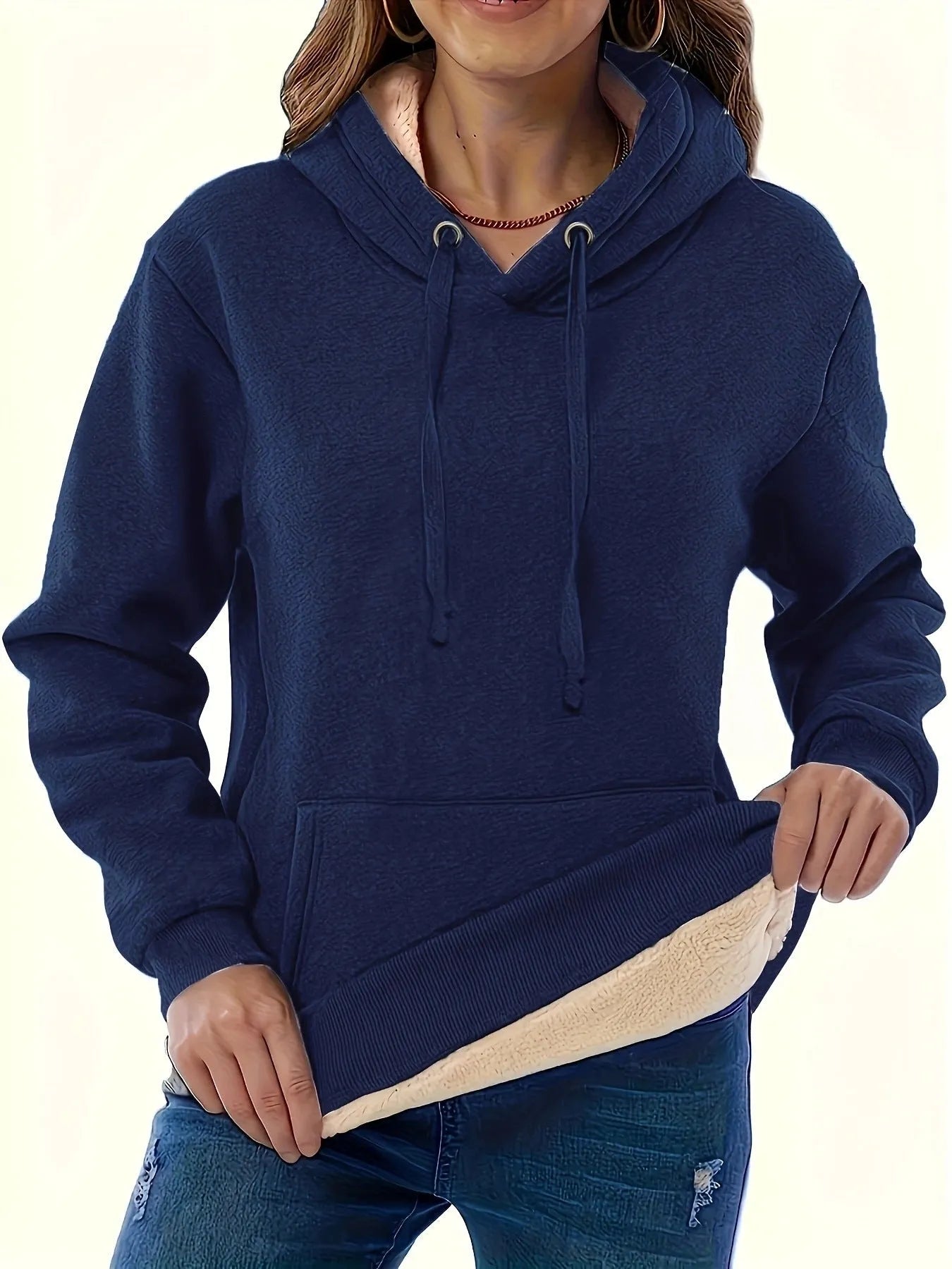 Women's thick grey hooded sweater with a raised 3D pattern, loose fit