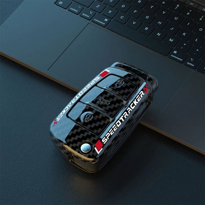 Carbon fibre style car key cover with mirror surface in carbon pattern or white colour