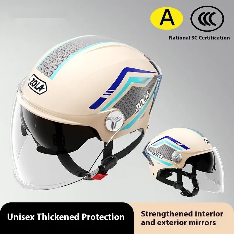Children's 3C-certified motorcycle half helmet in various colour options with mirror finishes