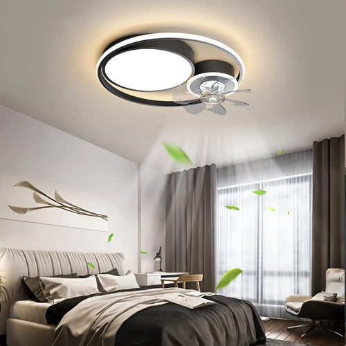 48cm Nordic style ceiling fan light with metal blades and acrylic lampshade