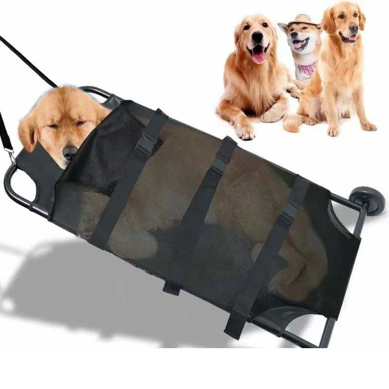 Black aluminium alloy foldable pet stretcher for large dog emergency transfer