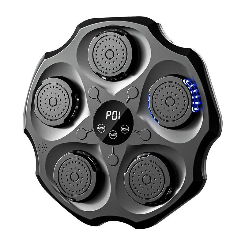 Black Bluetooth music boxing wall target mounted on wall with gloves for rhythm recognition training