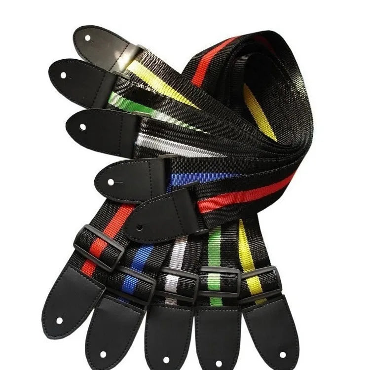Universal woven crossbody instrument strap for guitar, bass, and ukulele in multiple colour options