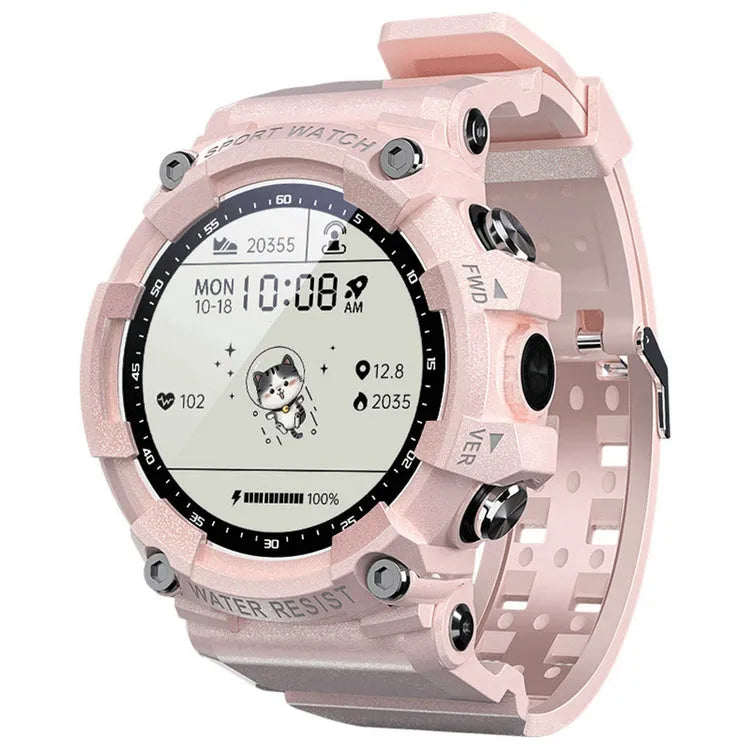 ATTACK 3 smart sports watch with round colour screen and TPU strap in black, pink, or white