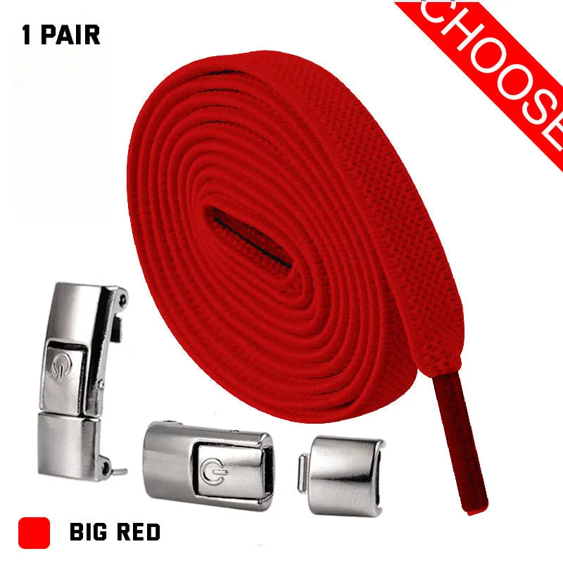8mm wide press lock elastic shoelaces with flat profile and soft cotton construction