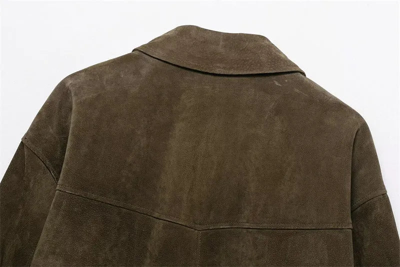 Women's casual PU fabric jacket in regular fit with Japanese Korean styling