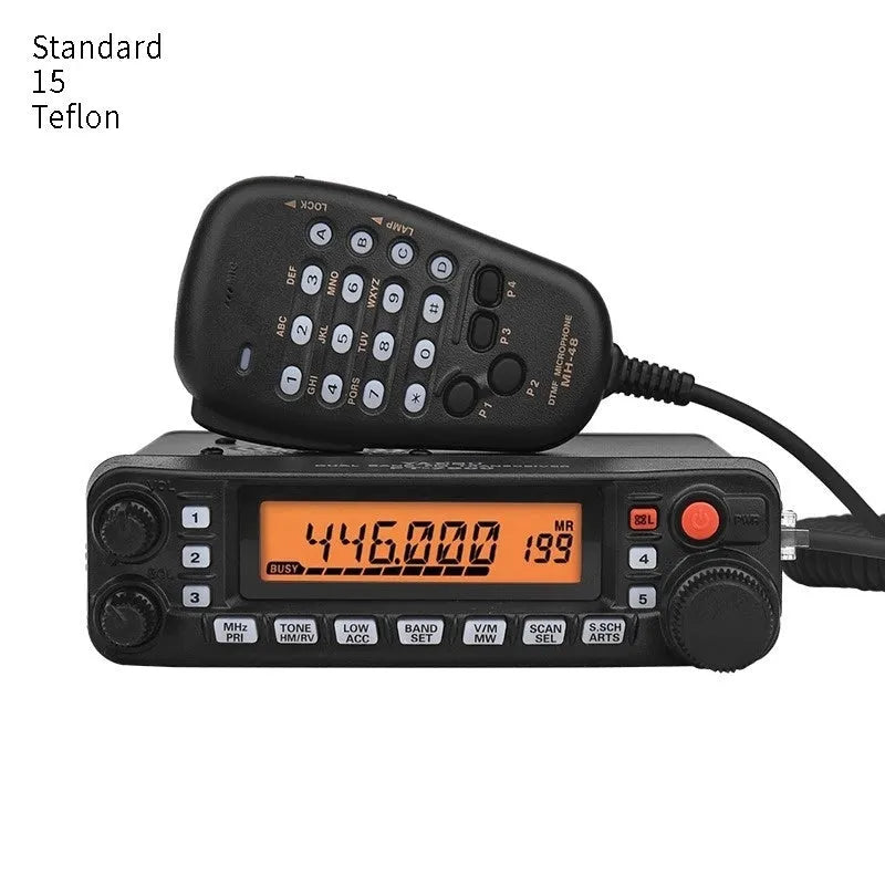 High-power car radio interphone unit with antenna and universal clamp mounting hardware for self-driving tours.