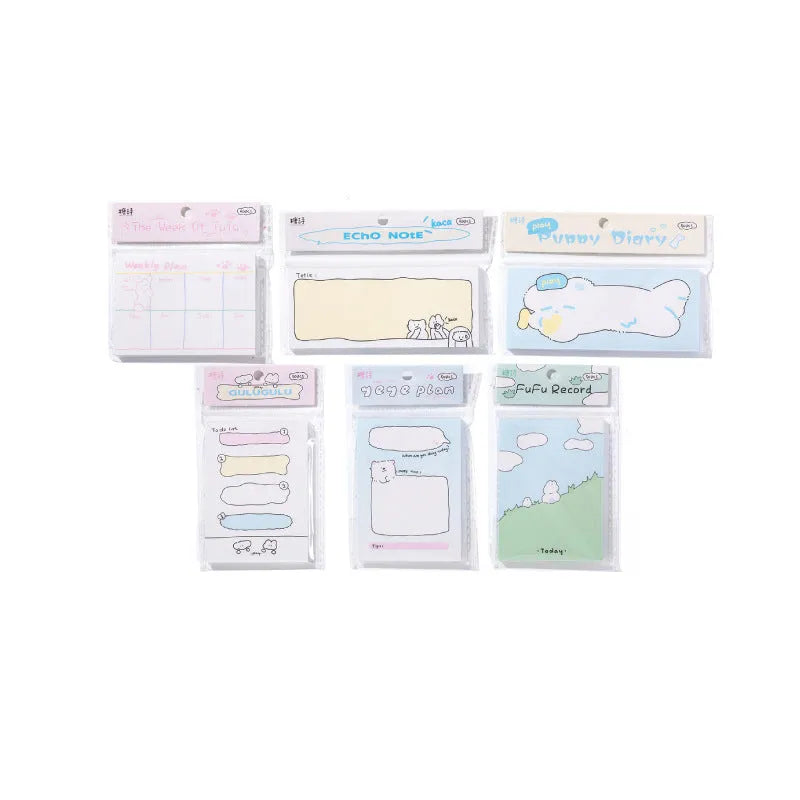 Cartoon animal character sticky note pads in six designs with three size options