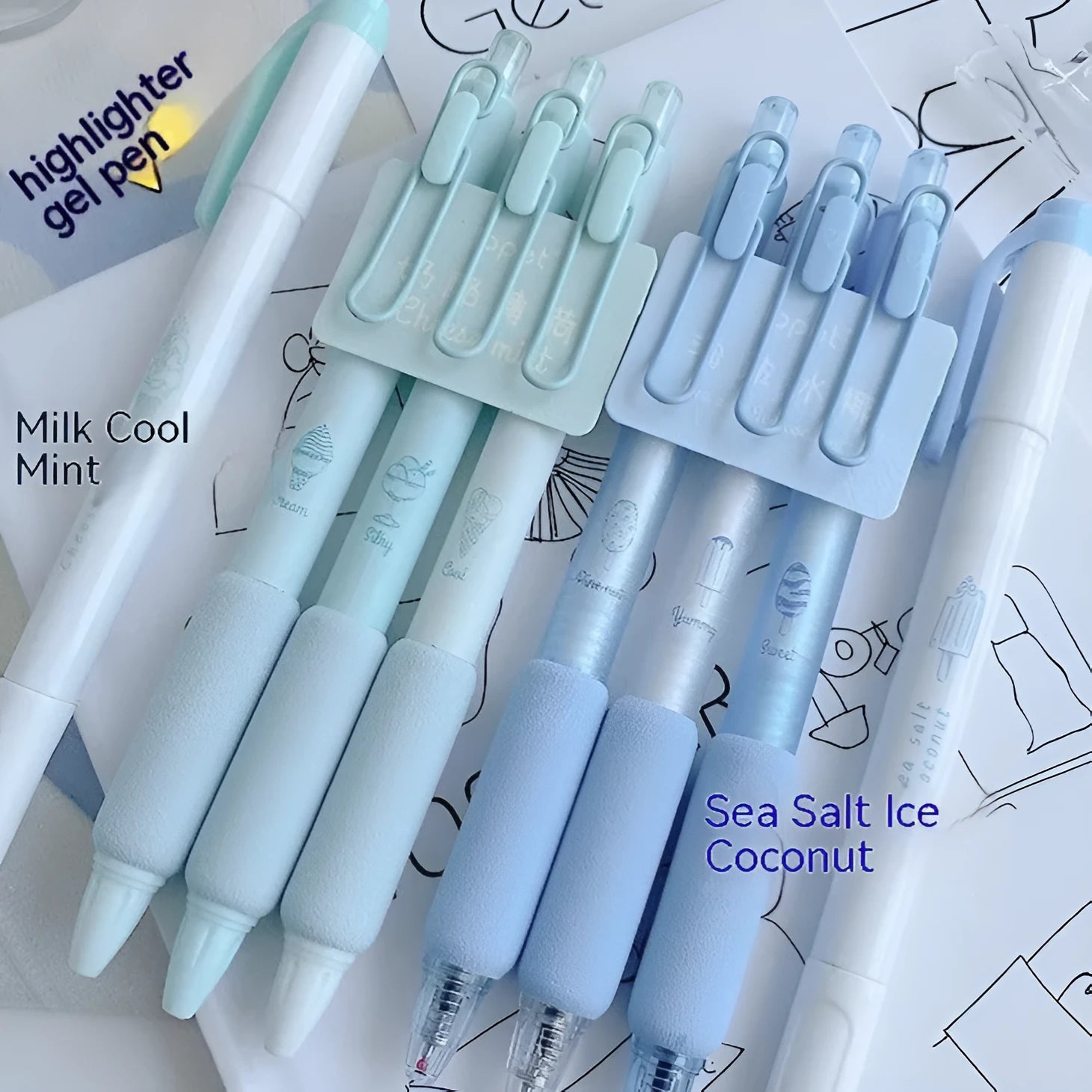 Ice cream sponge press design double-headed fluorescent pens for student calligraphy practice