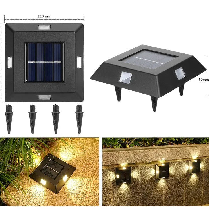 Solar garden wall light with upward and downward LED illumination for outdoor decorative lighting