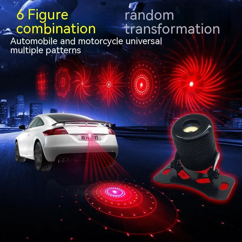 Red laser fog lamp for car or motorcycle with aluminium housing and wiring