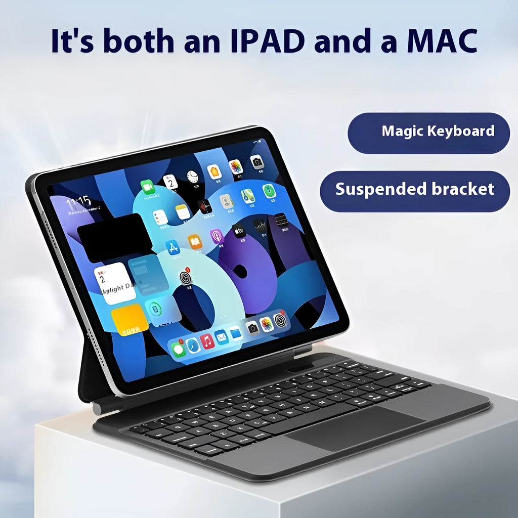 iPad magnetic keyboard and protective cover in black, white, pink, purple or blue