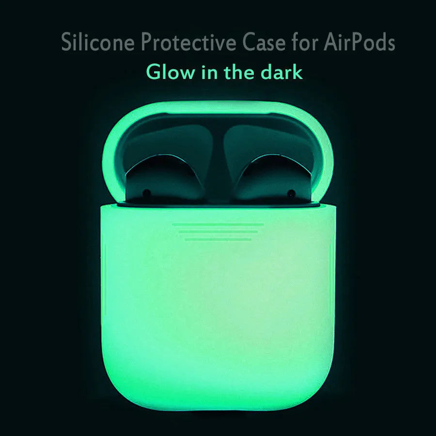 Luminous coloured silicone flip-top protective case for Apple AirPods wireless earphones
