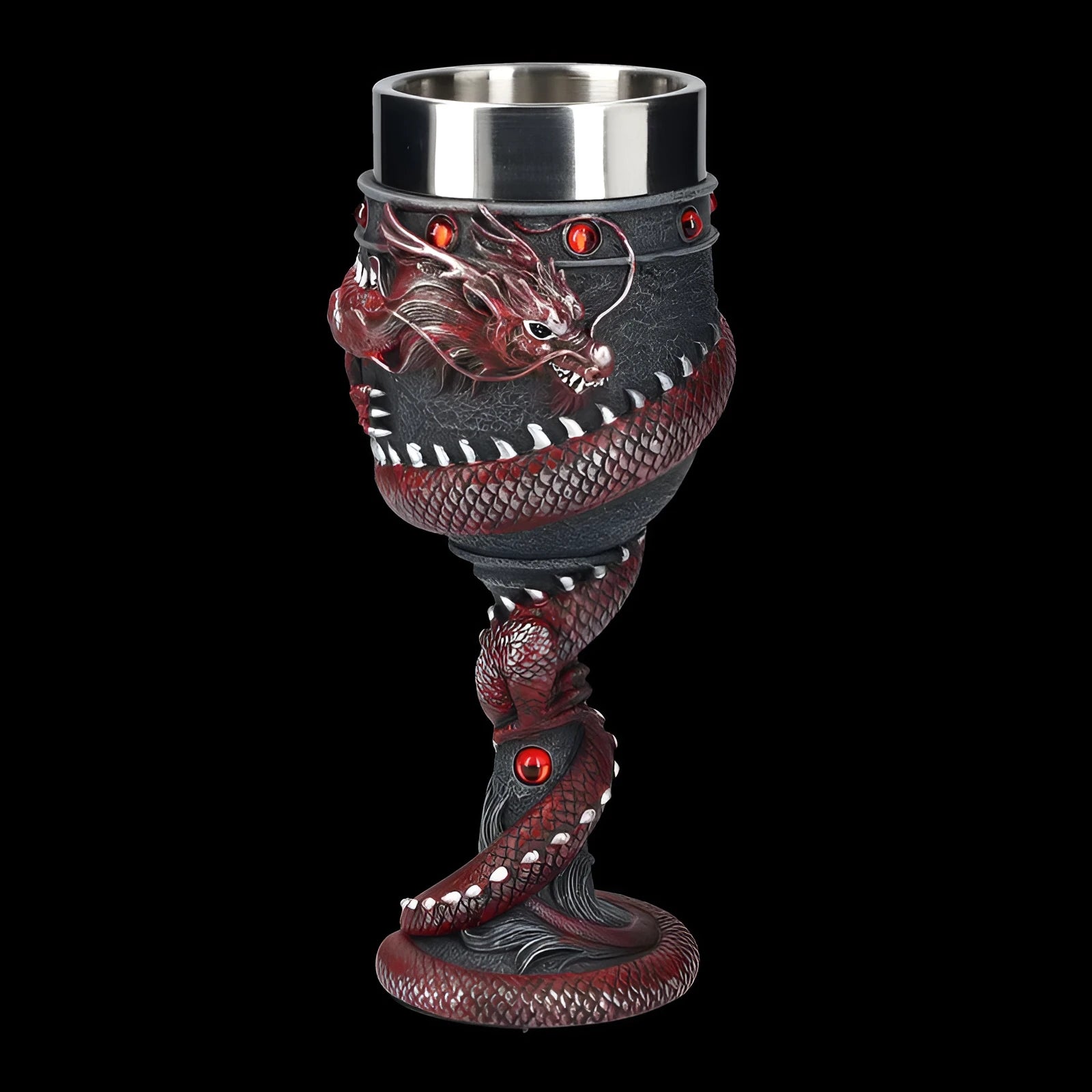 3D Chinese dragon design stainless steel wine glass in gold or red with 200ml capacity