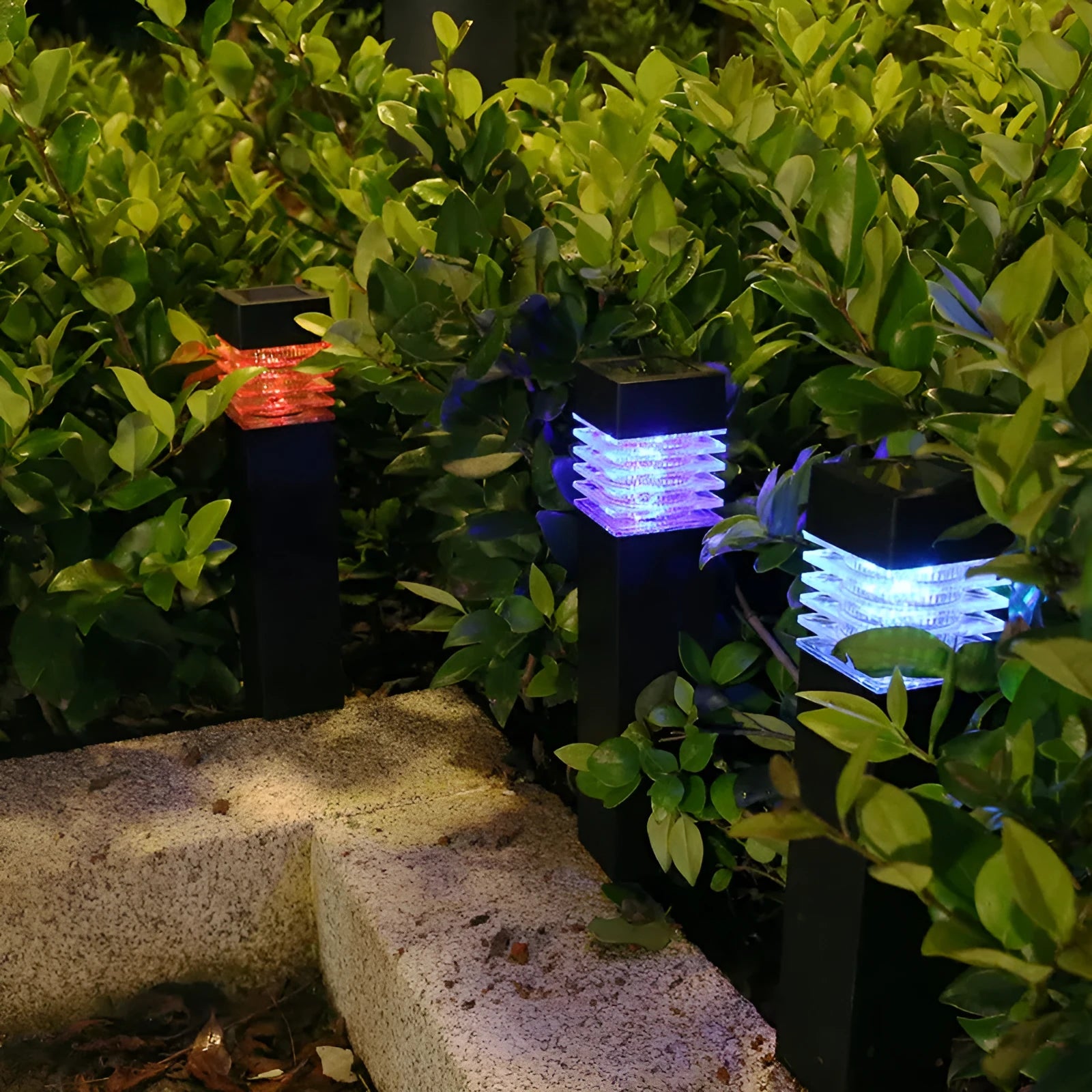 Solar lawn ground lamp with cuboid design for garden placement