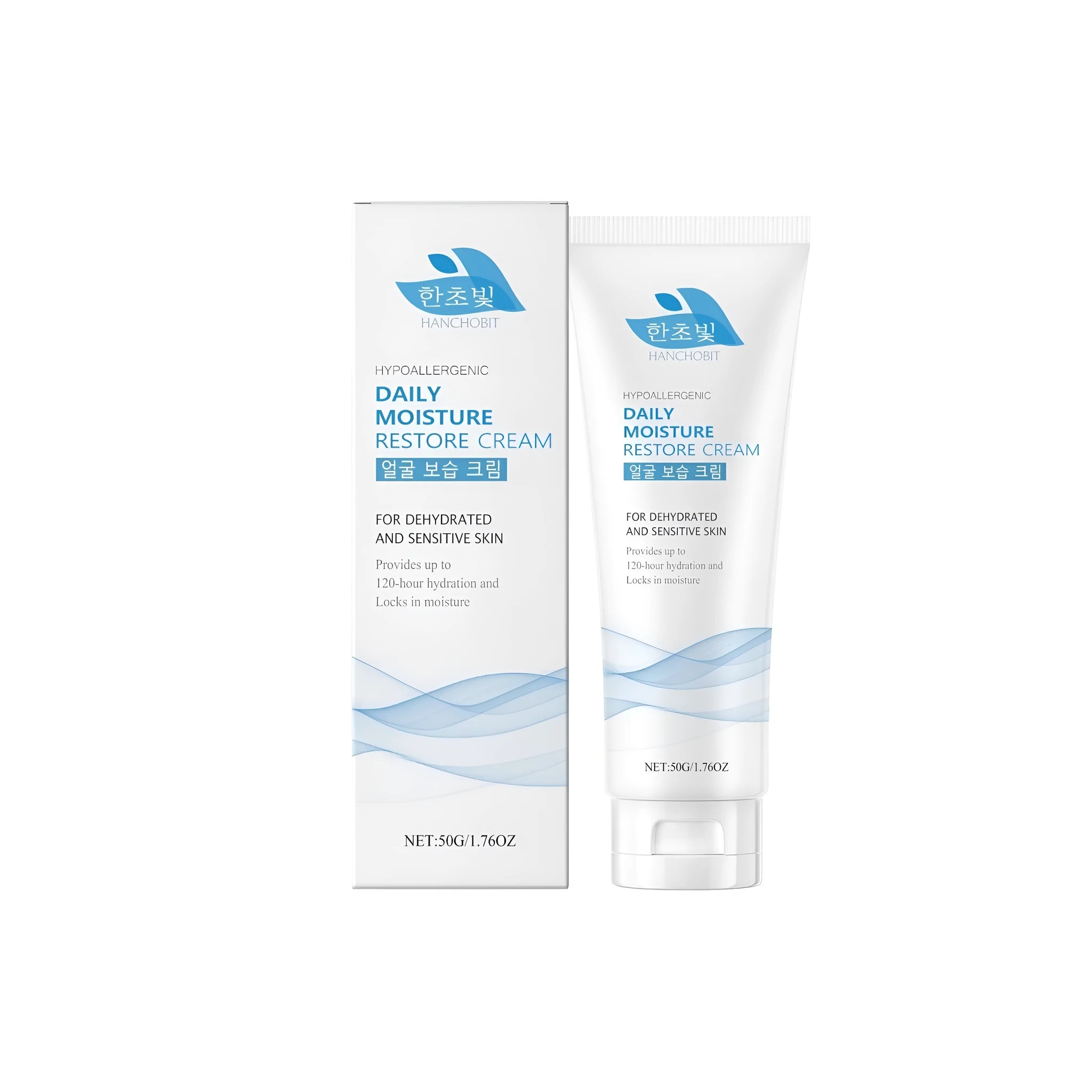 Jar of 50g facial moisturising cream with hyaluronic acid and ceramide NP.