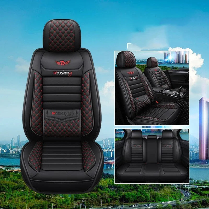 Leather car seat cushion with high elastic sponge filler in universal 65x55cm size