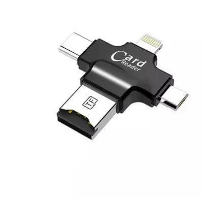 Cross Card Reader four-in-one external USB 2.0 card reader for mobile phones in black