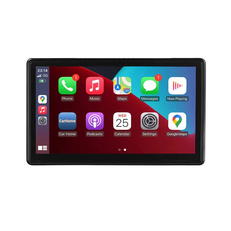 Portable 7-inch IPS car GPS navigator with wireless Carplay and Android AUTO projection on dashboard