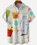 Hawaiian floral print short sleeve shirt with lapel design on elastic polyester fabric