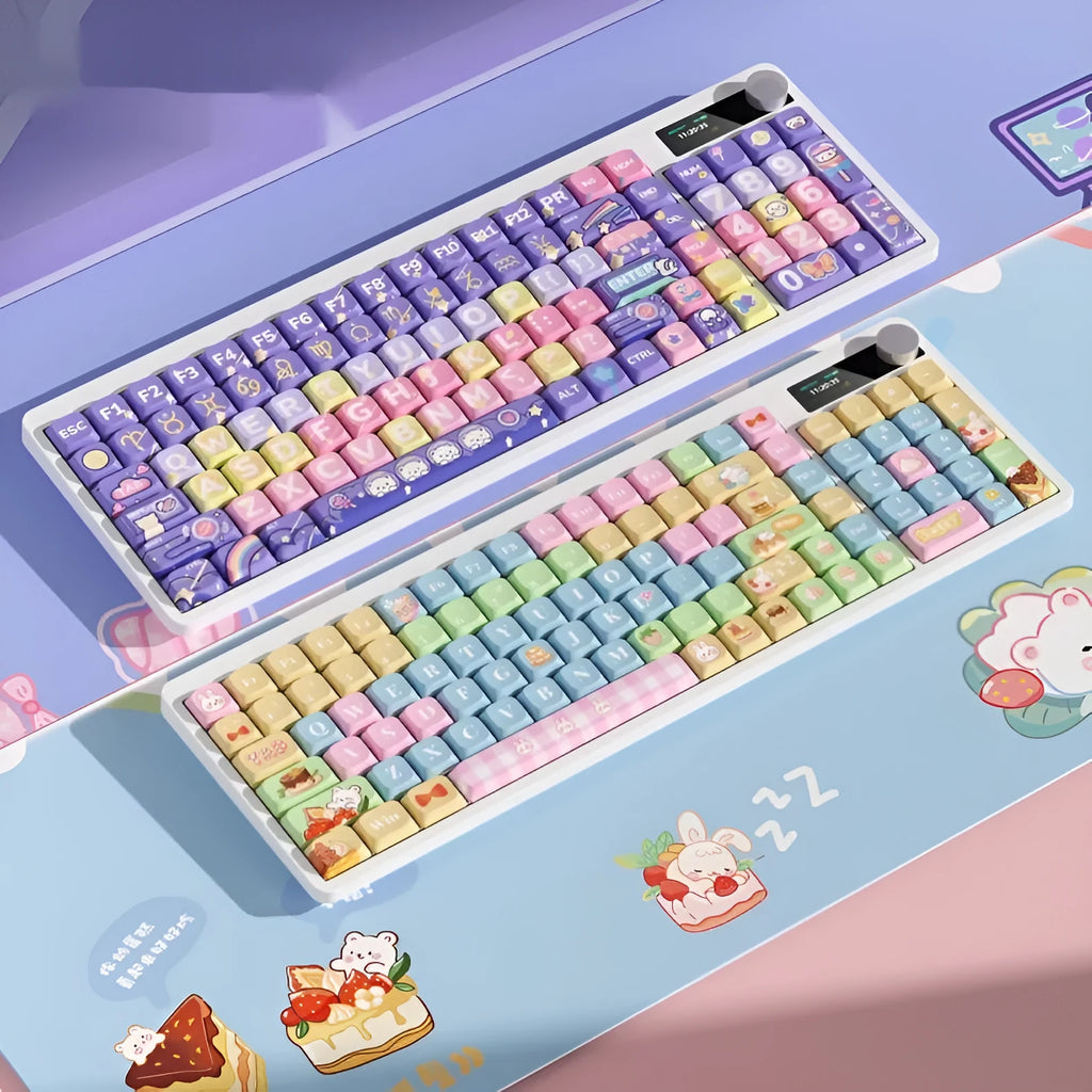 Mechanical keyboard with RGB backlight and sublimation-printed keycaps in compact design