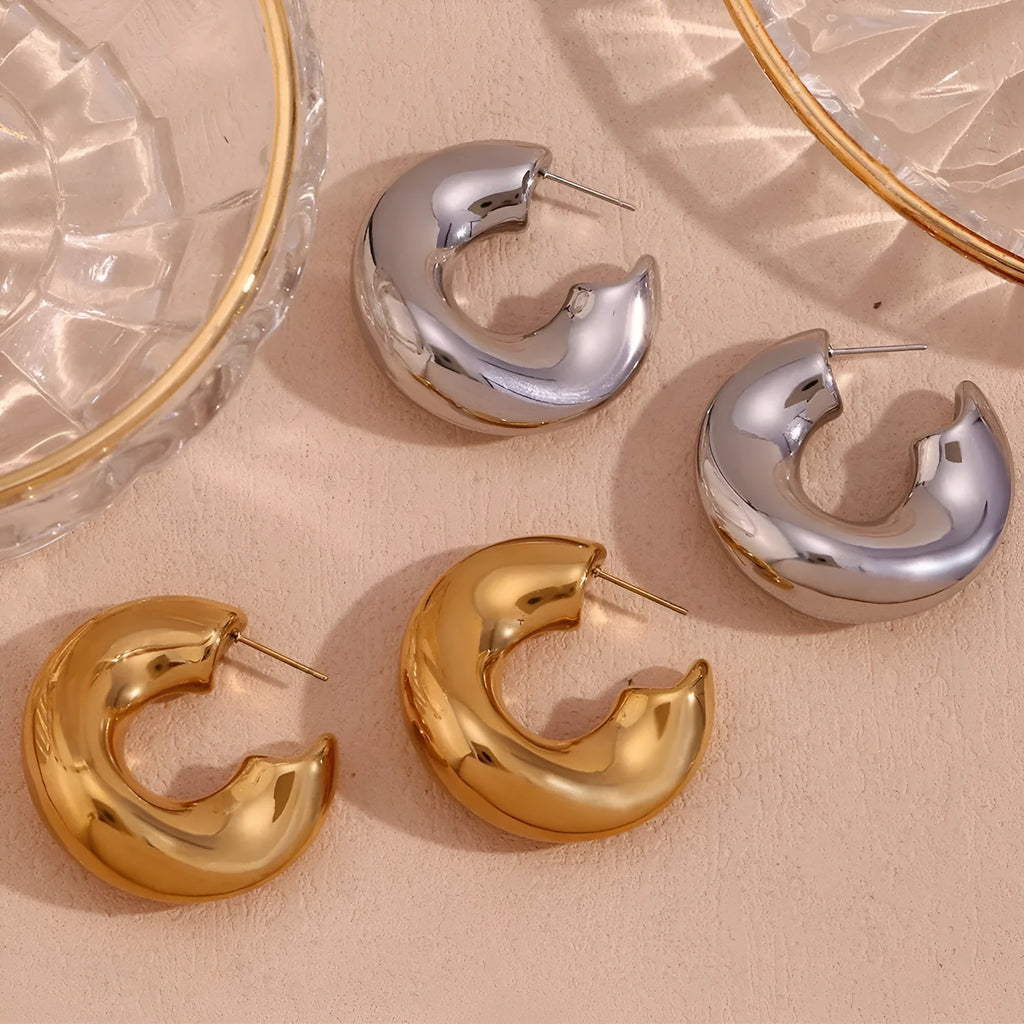 Women's stainless steel geometric hollow irregular line earrings in gold
