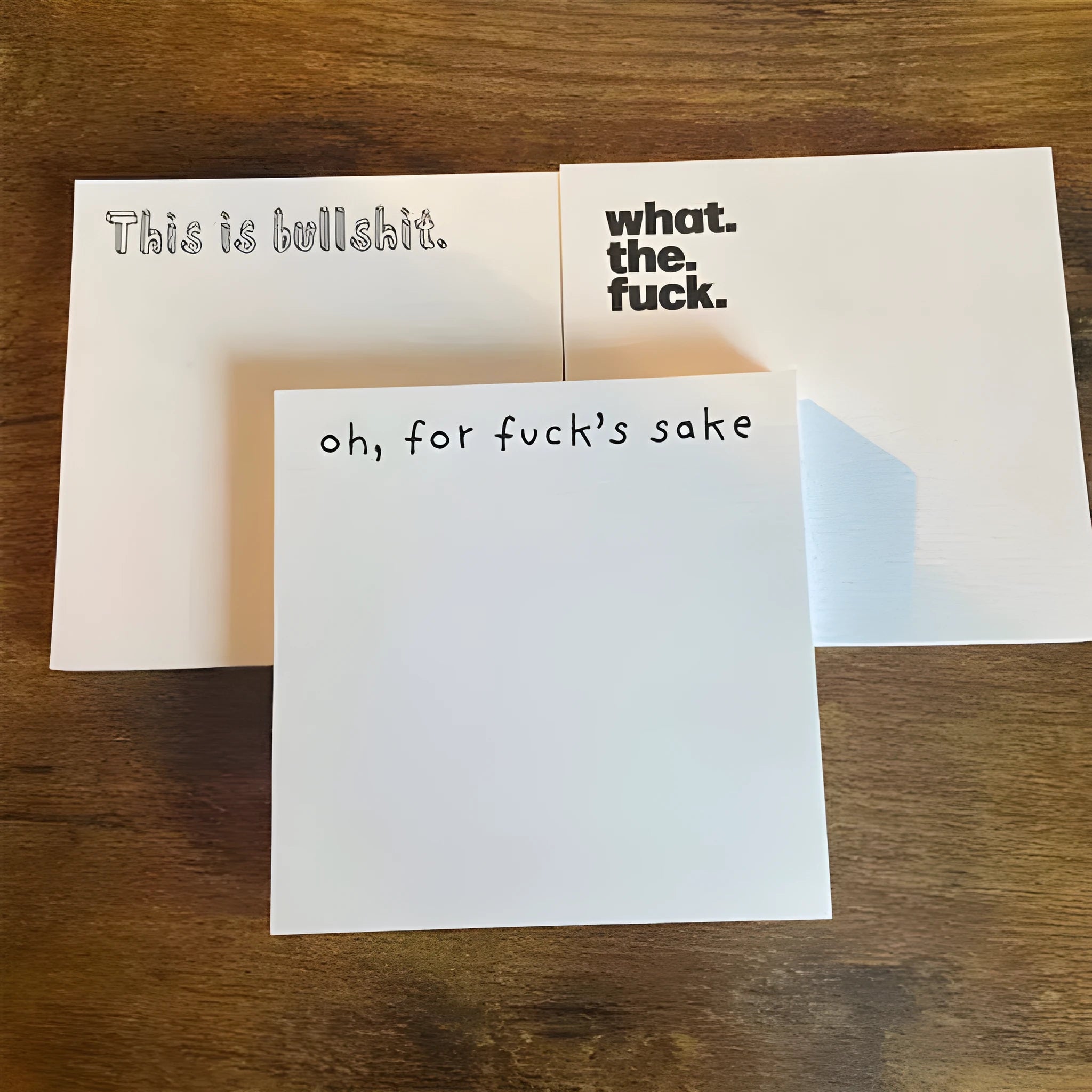 7.5 cm square sticky note with adhesive backing showing English text design