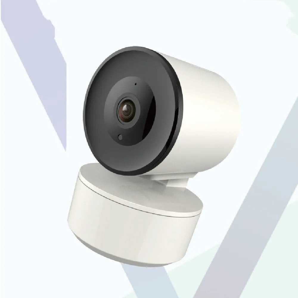 Smart WiFi indoor security camera with 1080P resolution and PTZ rotation on desktop mount