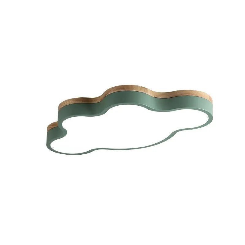 Cloud shaped LED ceiling lamp with wood effect frame in choice of colours and sizes