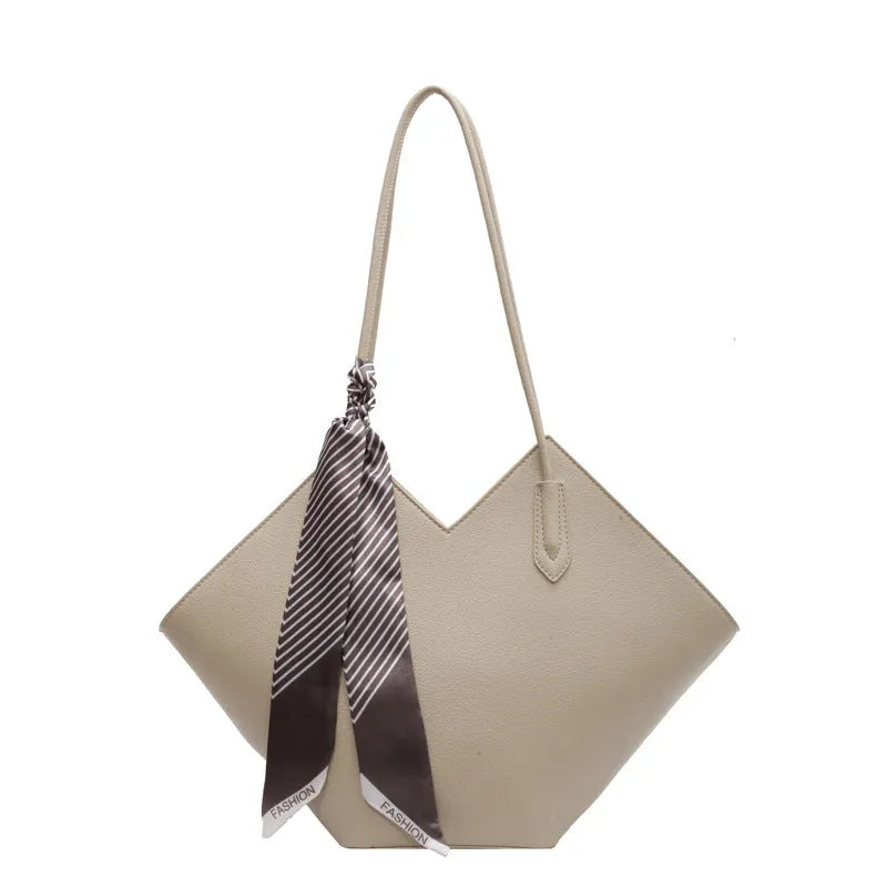 Women's black PU leather shoulder bag with 43cm width and sandwich pocket exterior design
