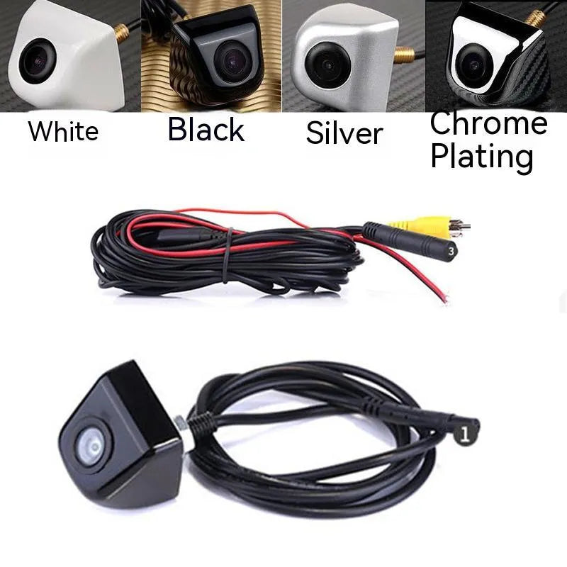 Black metal-shell car rearview camera with cable for reversing.