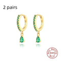 S925 sterling silver water drop earrings with geometric design and gemstone options