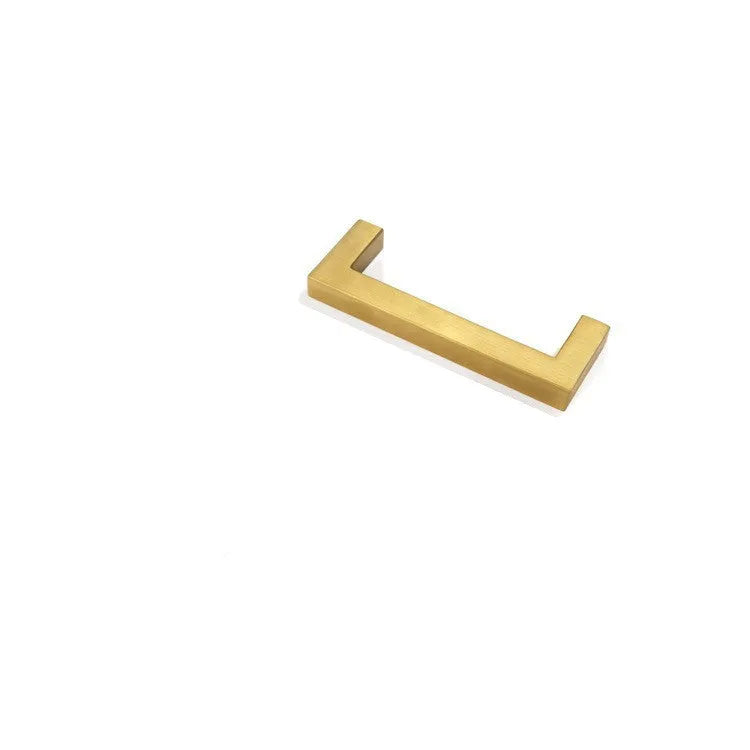 Stainless steel square pipe cabinet door handle in brushed silver, matte black, and brushed gold colours