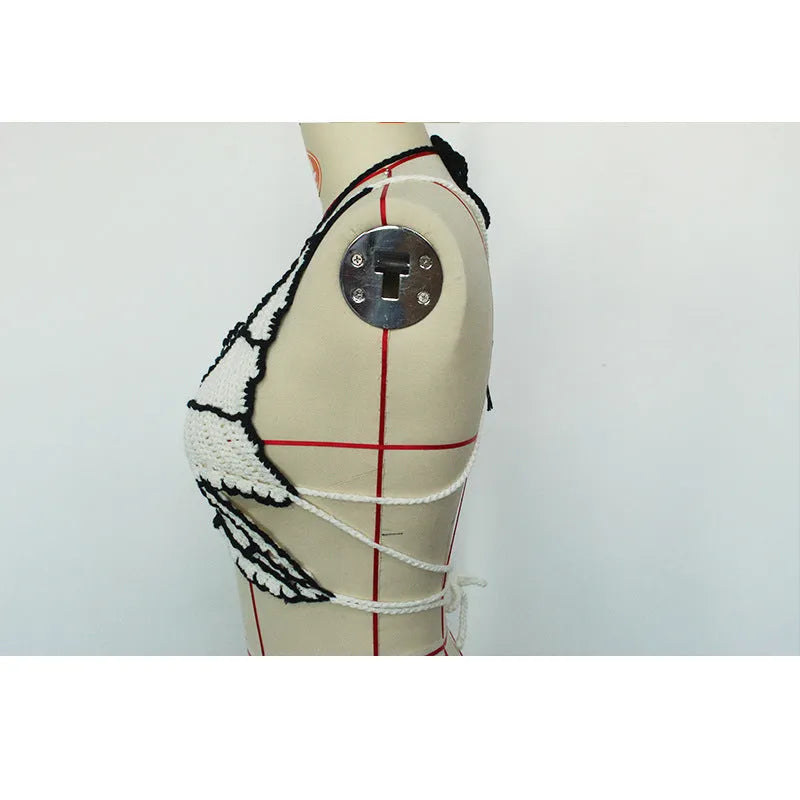 Black women's classic bikini swimsuit made from acrylic fabric.