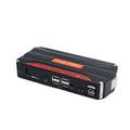 Black red vehicle emergency starting power supply measuring 178x80x30mm with 7800mAh capacity