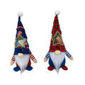 Two faceless baby doll Rudolf Christmas ornaments with suit-style design on cloth material