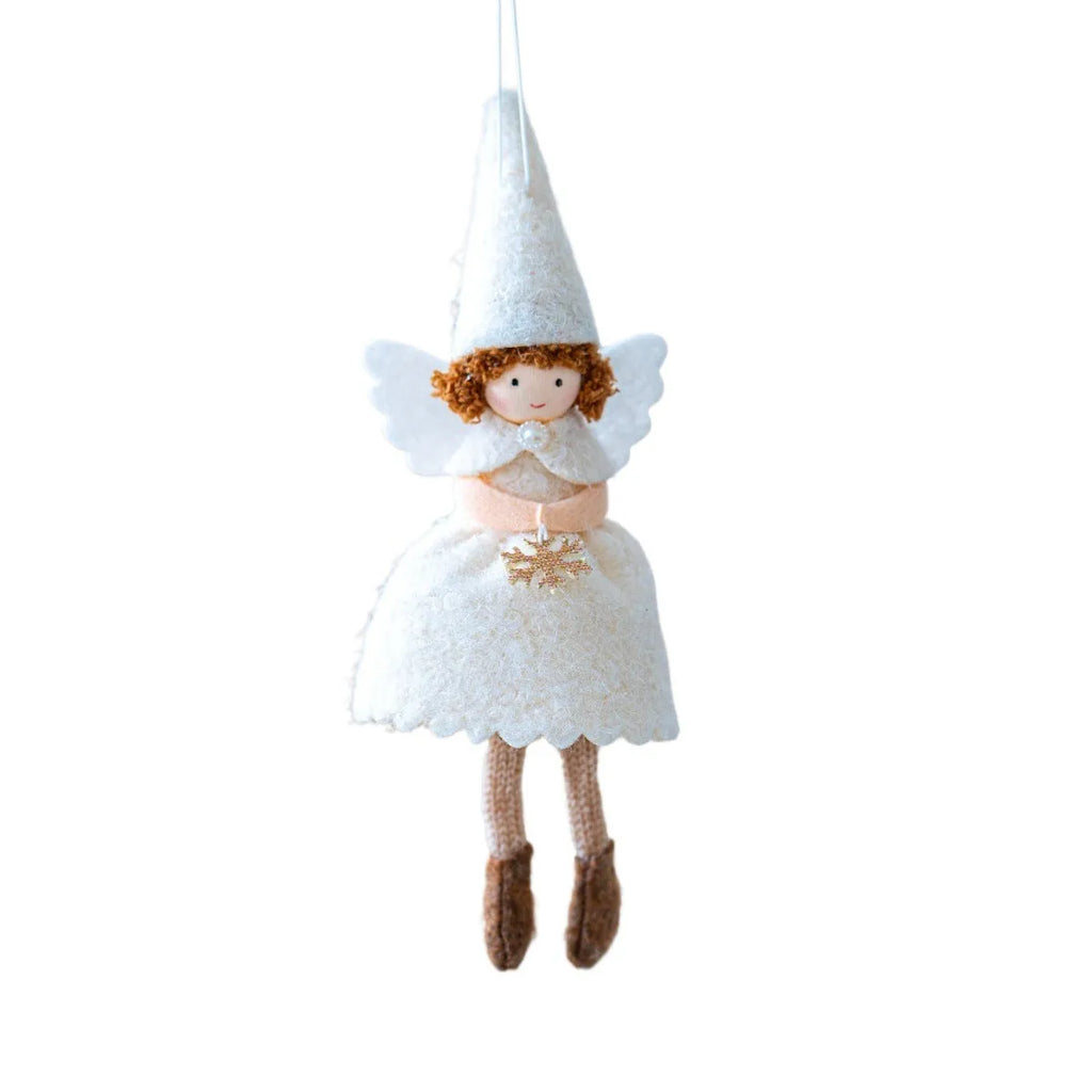 Christmas girl angel skirt felt pendant ornament in white or pink cloth material