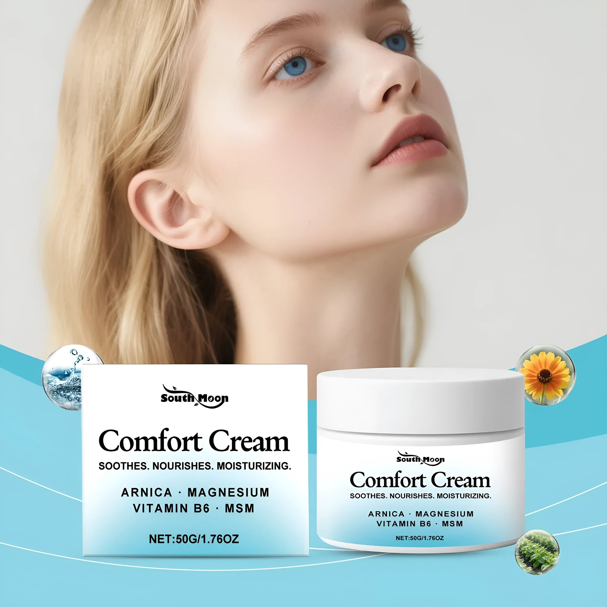50g moisturising cream jar with Shanjinchehua and Pyridoxine for body skin care