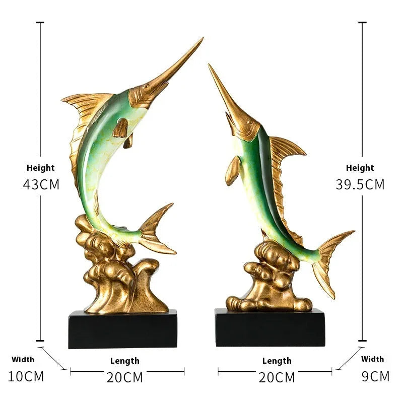 European swordfish decorative ornament made of resin in a choice of four colours.