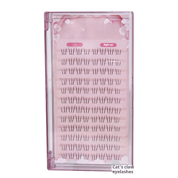 False eyelashes with kitten's paw lower design in 12-row segmented construction and 4-5-6mm tapered length