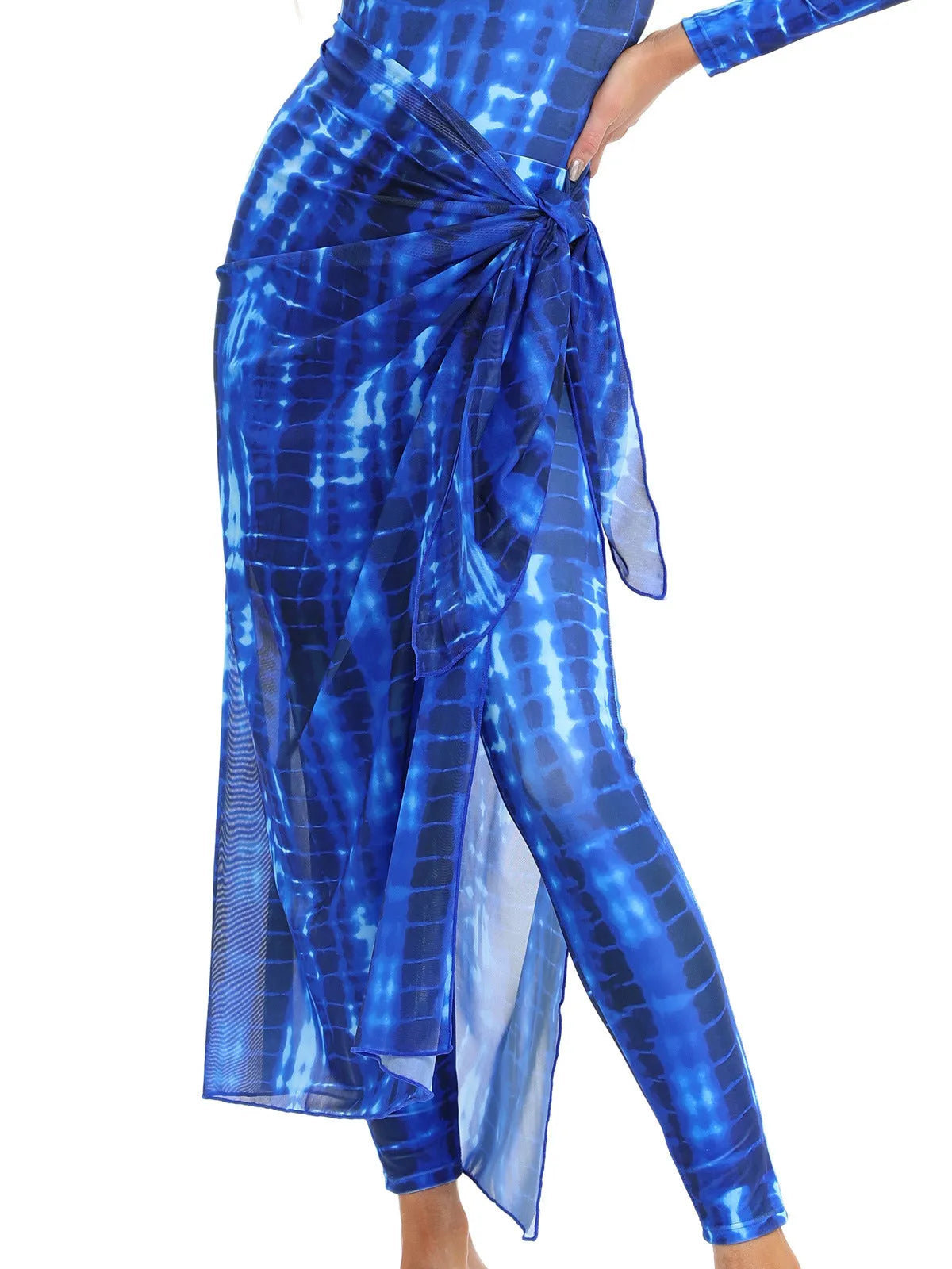 Conservative Muslim swimsuit three-piece set with apron in polyester fabric for beach swimming