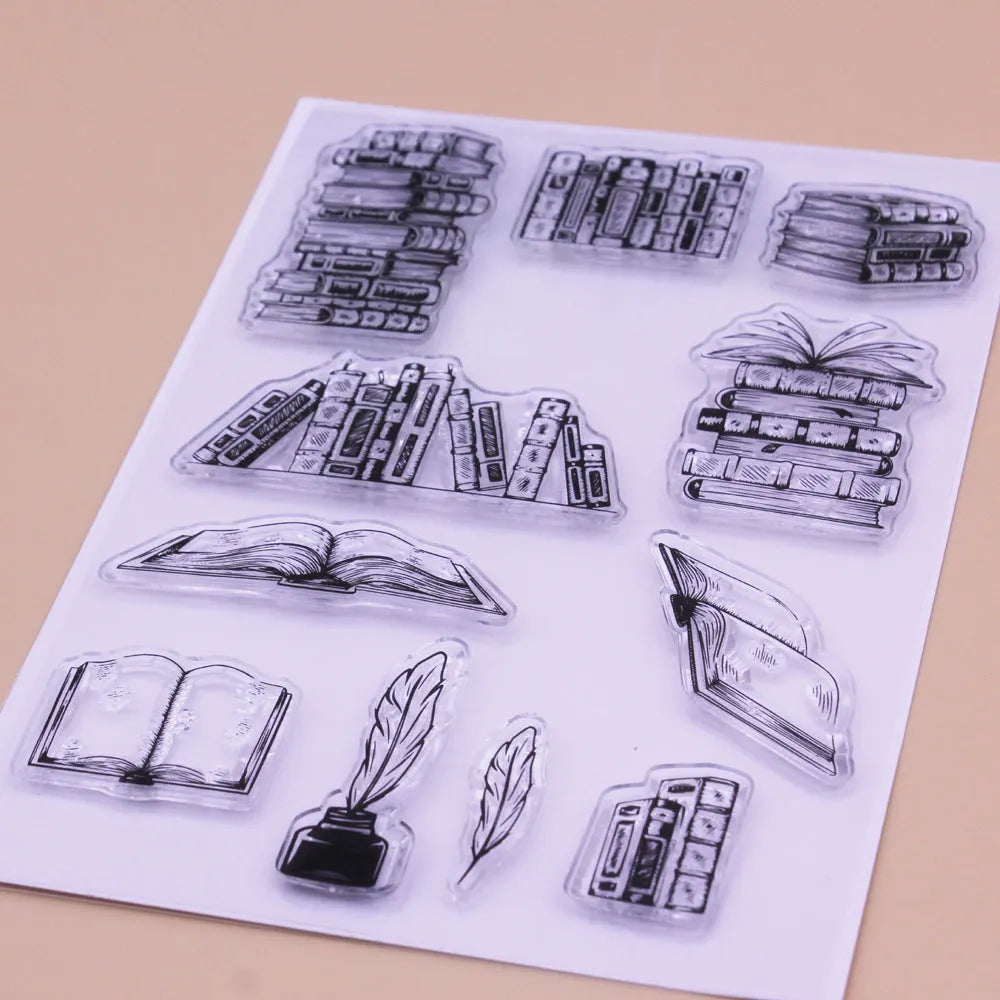 Transparent silicone stamp measuring 11x16cm with self-adhesive backing for handmade cards