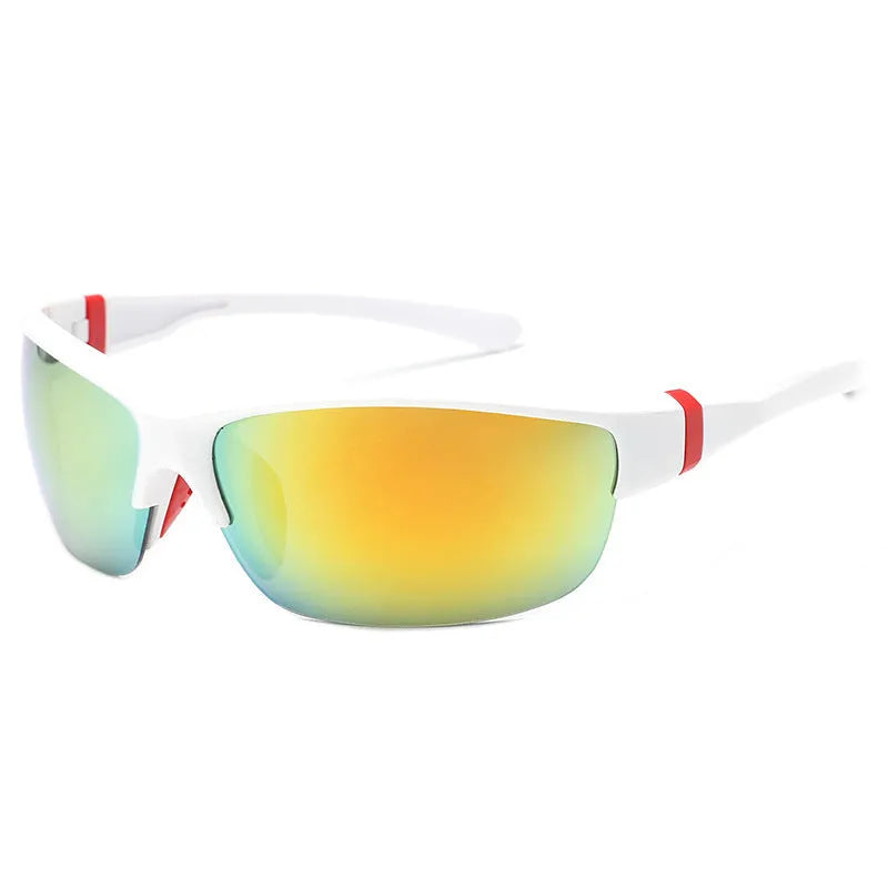Men's athletic cycling sunglasses with semi-frameless frame in various colour options