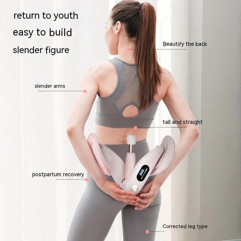 Pelvic floor muscle trainer device in gray colour with counting display and spring mechanism
