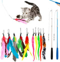 Cat teaser fishing rod set with feather heads and 30 cm poles for interactive play